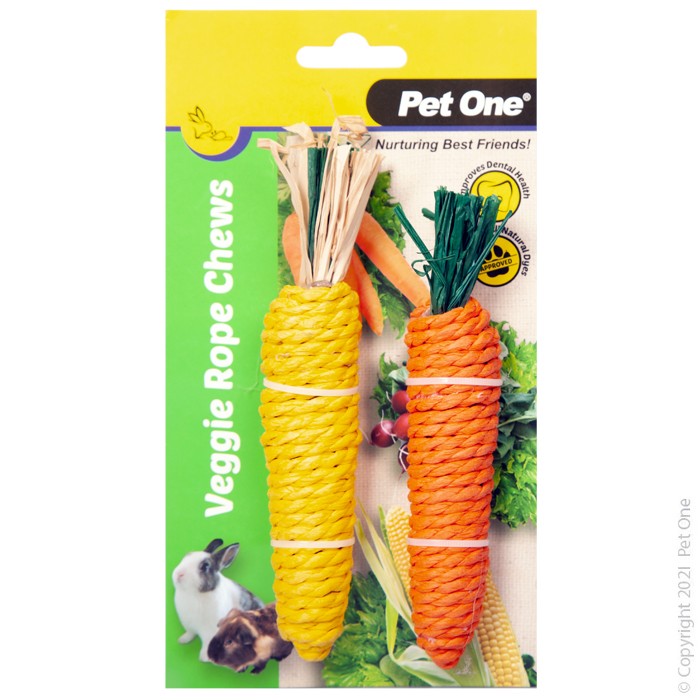 Veggie Rope For Small Animals Twin Pack - Carrot/corn (m)
