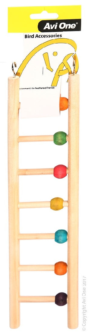 Bird Toy Wooden Ladder 7 Rung W/beads