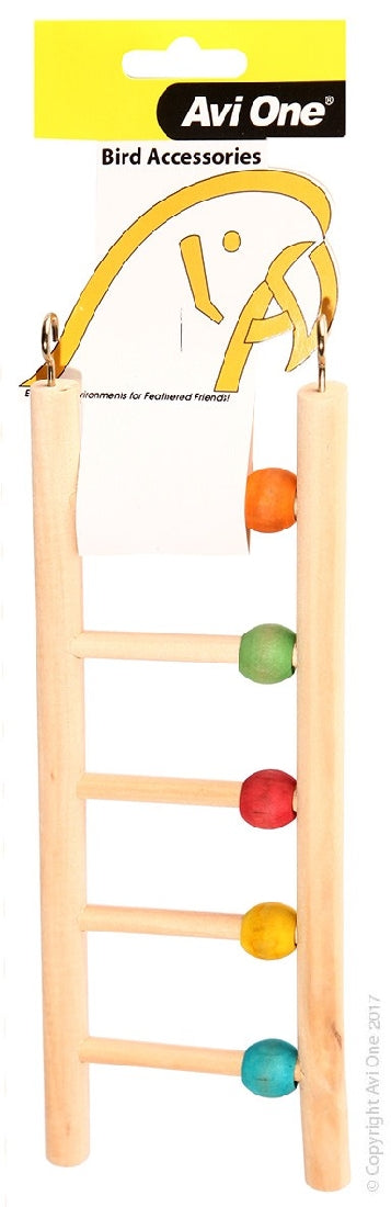 Bird Toy Wooden Ladder 5 Rung W/beads