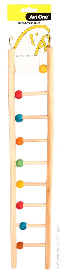 Bird Toy Wooden Ladder 9 Rung W/beads