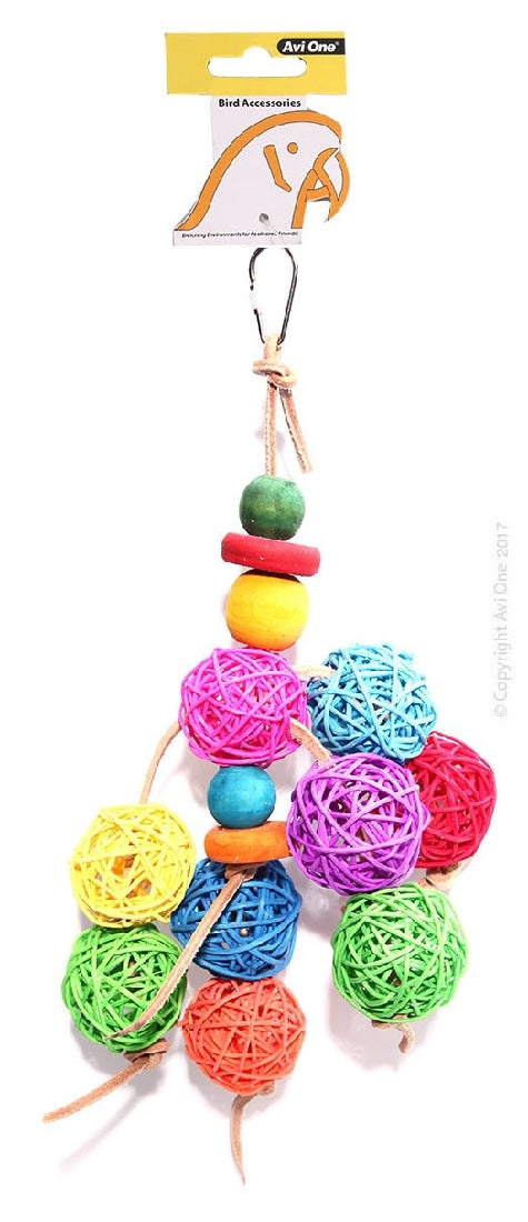 Bird Toy Leather Rope Coloured Rattan Ball  37cm