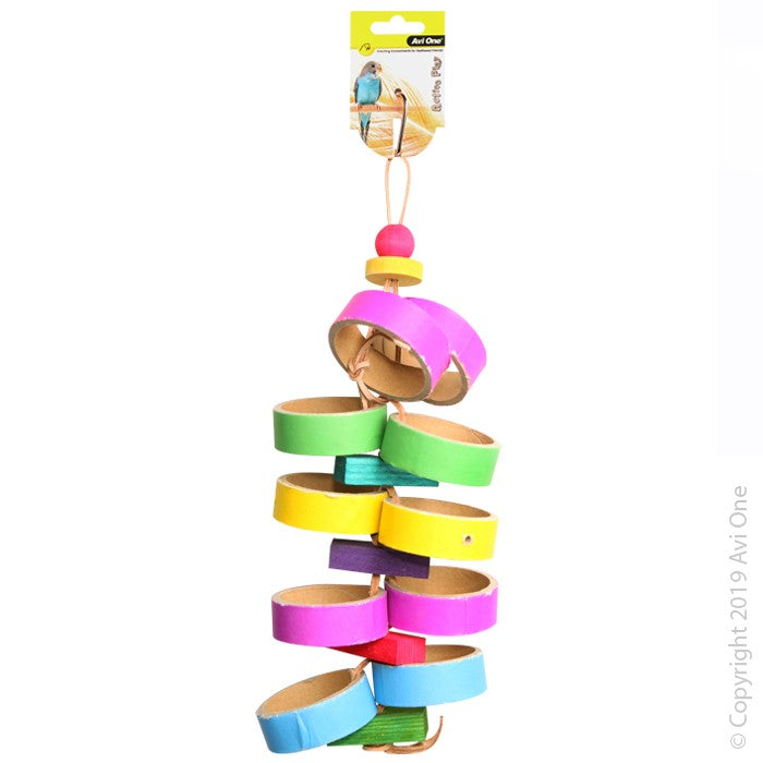 Bird Toy Paper Rings With Wooden Beads 43cm
