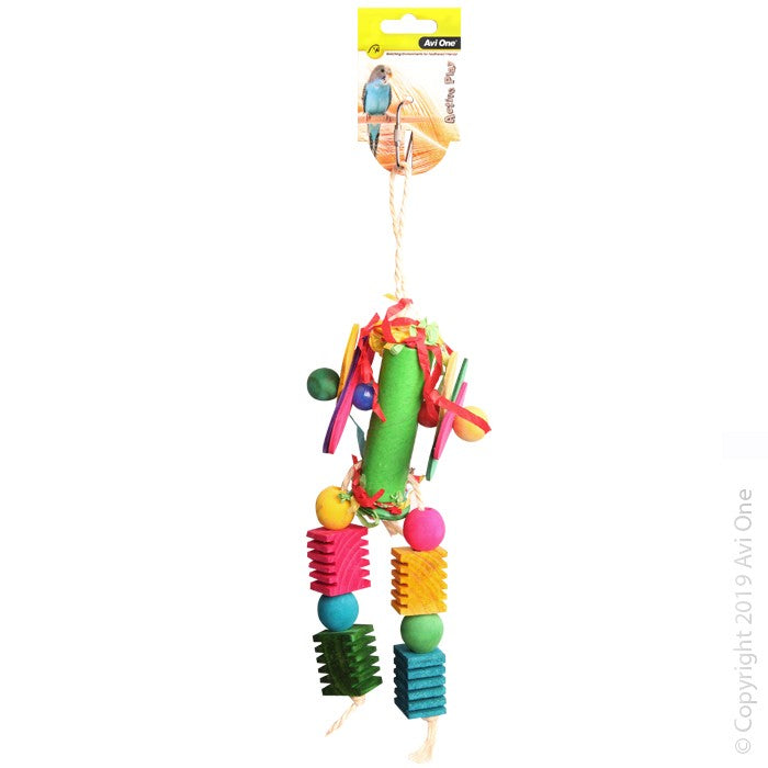 Bird Toy Paper Roll With Wooden And Plastic Beads