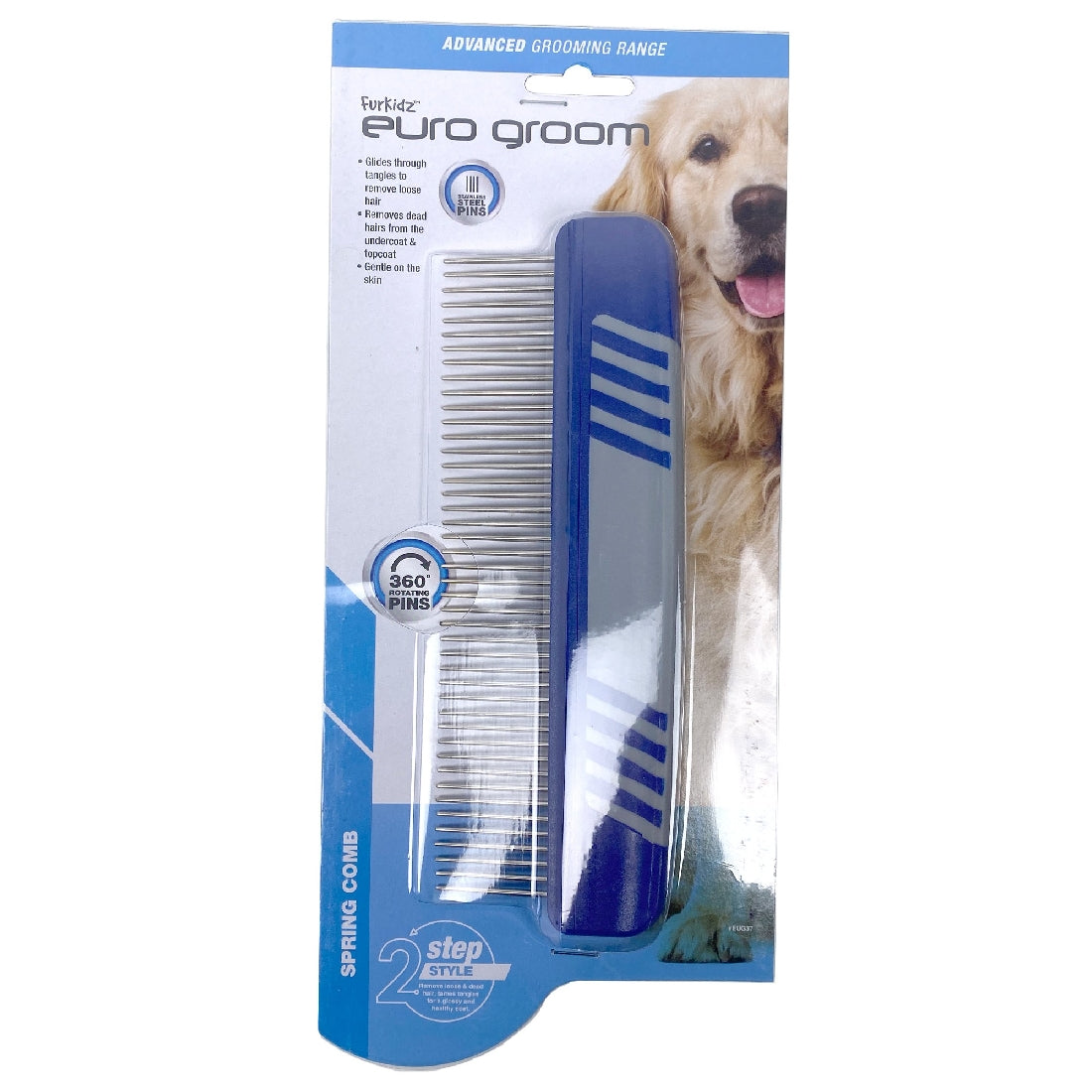 Euro Groom Spring Comb With Rotating Teeth