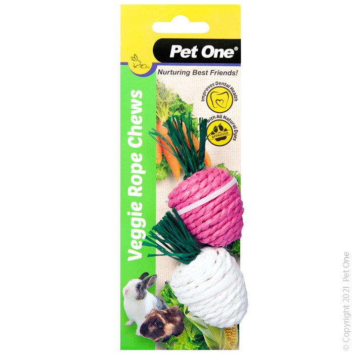 Veggie Rope For Small Animals Twin Pack - Radishes (white/pink)