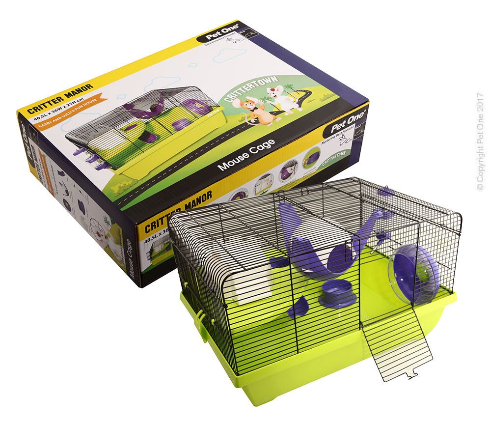 Critter Manor Mouse Wire Cage 50l X 36.5w X 29cm H Purple Green