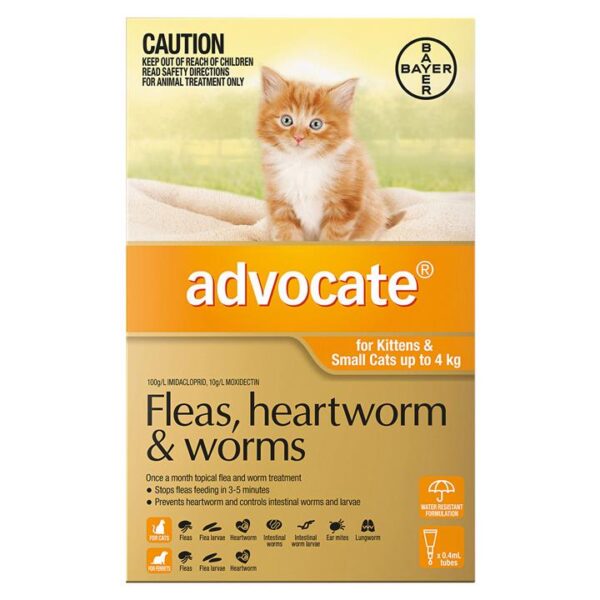 Advocate For Kittens & Small Cats Up To 4kg (Orange) 6 Doses