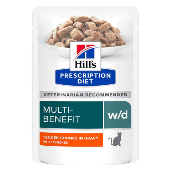 Hill's Prescription Diet W/D Multi-Benefit Tender Chunks In Gravy With Chicken Wet Cat Food 85gm 12 Pack